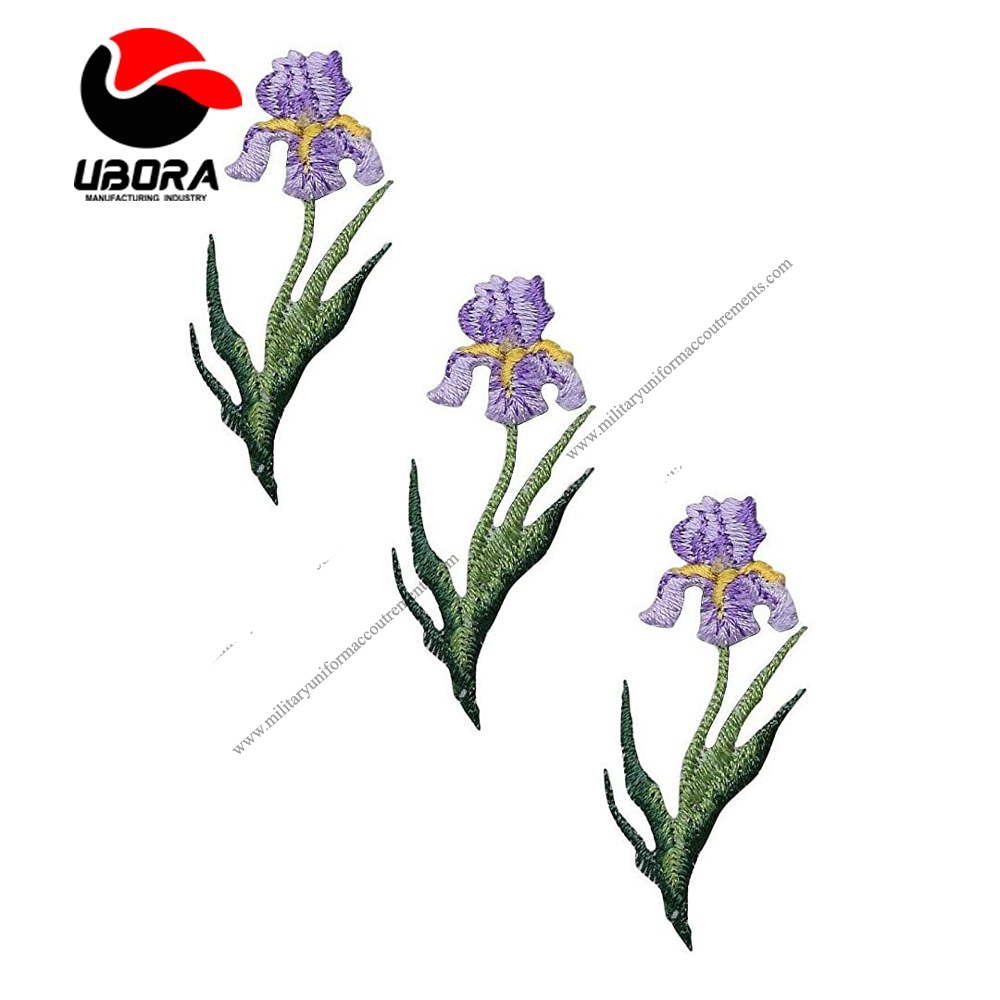 Spk Art 3 Pcs Purple Iris Flowers Embroidery Applique Iron On Patch, Sew on Patches Badge DIY Craft